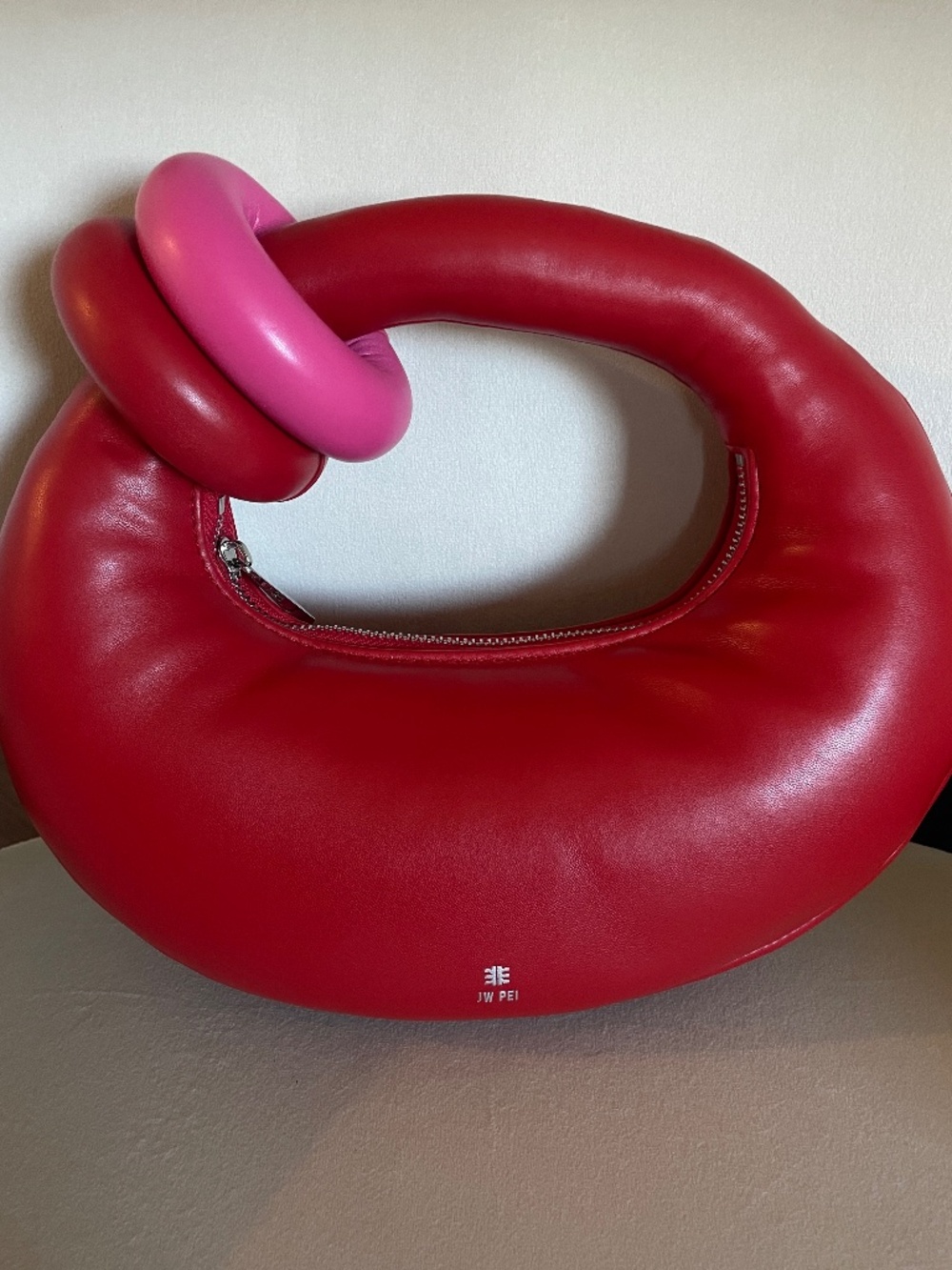 JW PEI Abacus Top Handle Bag Red Vegan Leather Trendy Purse